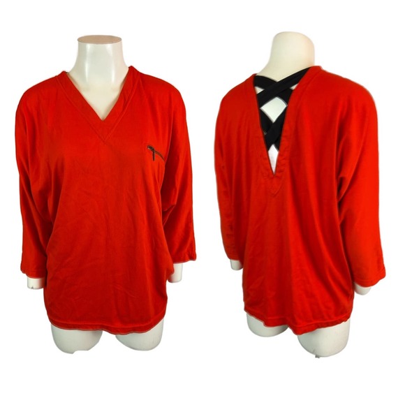 1980s Cutout Back Gothic Long Sleeve Oversized Sweater Shirt / Women’s Small * - Picture 1 of 4